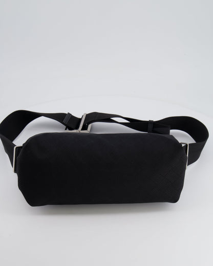 Bottega Veneta Black Canvas Shoulder Bag with Silver Hardware