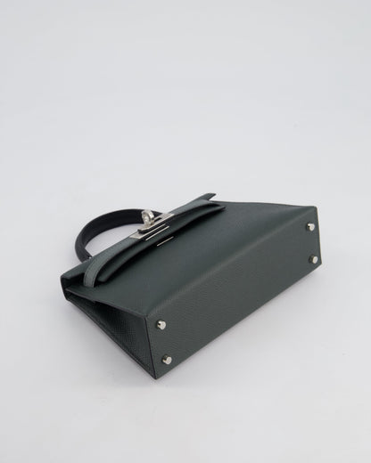 *NEW COLOUR* Hermès Mini Kelly II Tricolour 20cm Bag In Vert Mangrove, Vert Amande and Noir Epsom Leather with Palladium Hardware