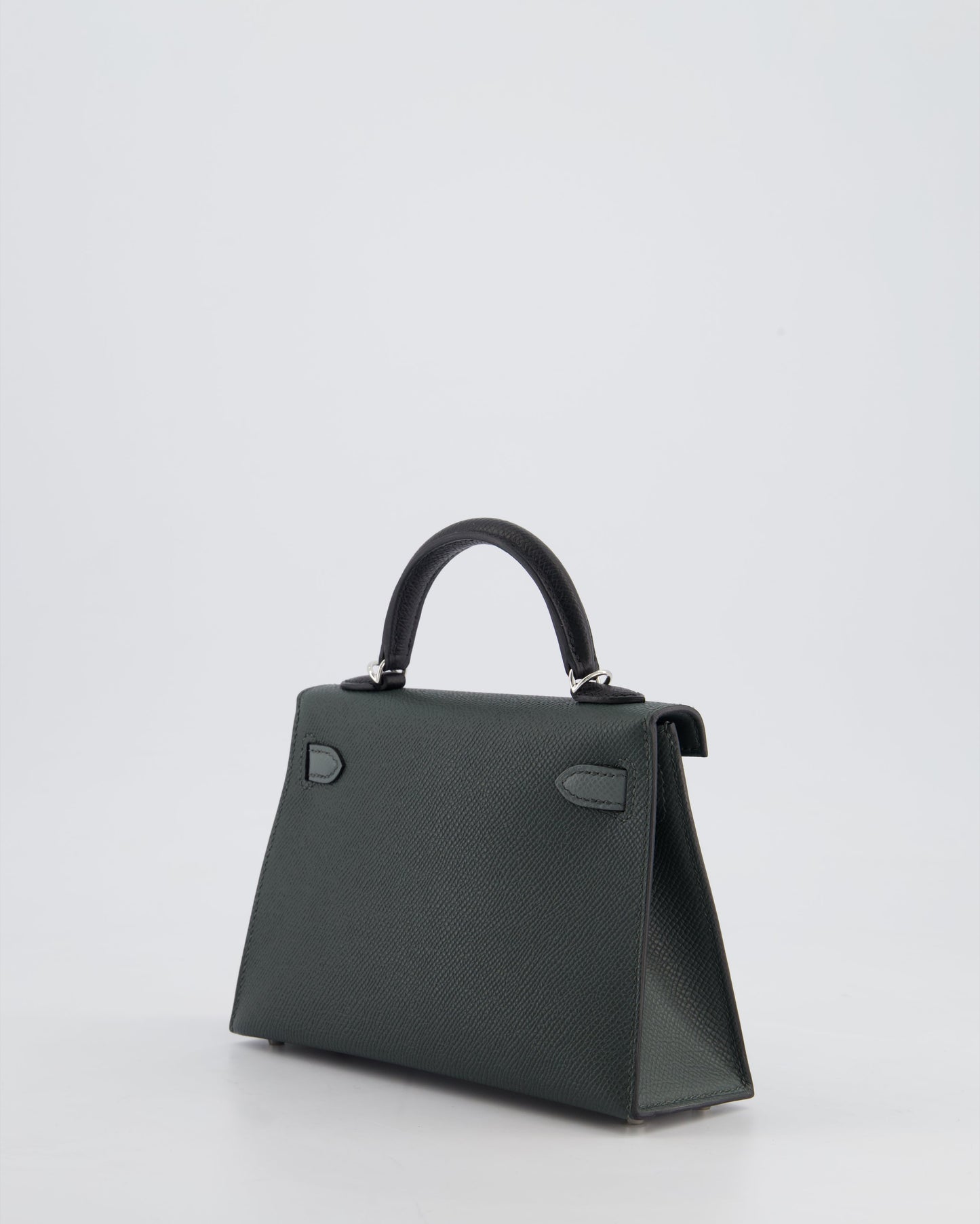 *NEW COLOUR* Hermès Mini Kelly II Tricolour 20cm Bag In Vert Mangrove, Vert Amande and Noir Epsom Leather with Palladium Hardware