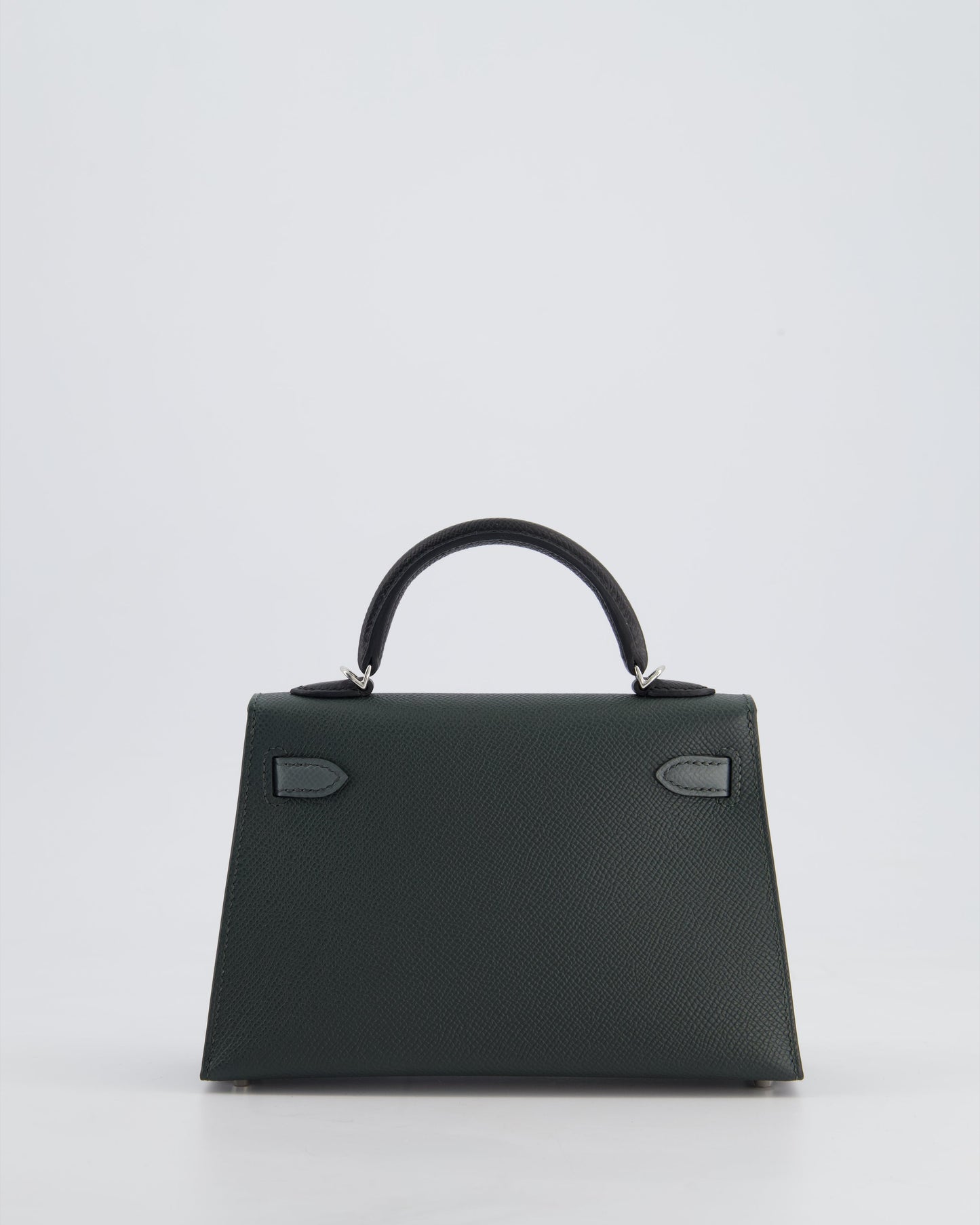 *NEW COLOUR* Hermès Mini Kelly II Tricolour 20cm Bag In Vert Mangrove, Vert Amande and Noir Epsom Leather with Palladium Hardware