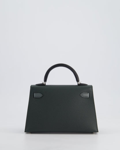 *NEW COLOUR* Hermès Mini Kelly II Tricolour 20cm Bag In Vert Mangrove, Vert Amande and Noir Epsom Leather with Palladium Hardware
