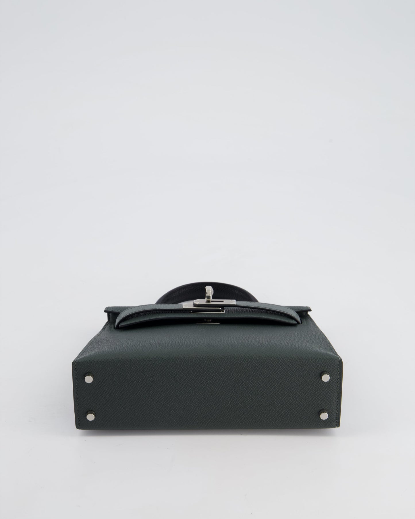 *NEW COLOUR* Hermès Mini Kelly II Tricolour 20cm Bag In Vert Mangrove, Vert Amande and Noir Epsom Leather with Palladium Hardware