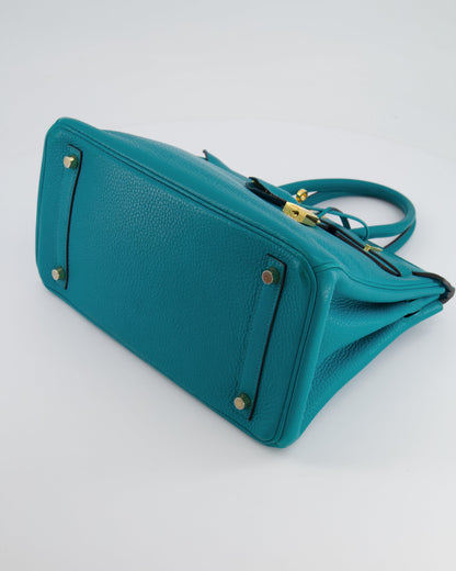 *FIRE PRICE* Hermès Birkin 30cm Retourne in Bleu Paon Togo Leather with Gold Hardware