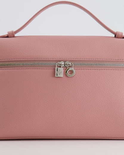 *HOT COLOUR* Loro Piana Extra Pocket L27 Bag in Pink Grained Calfskin Leather with Silver Hardware