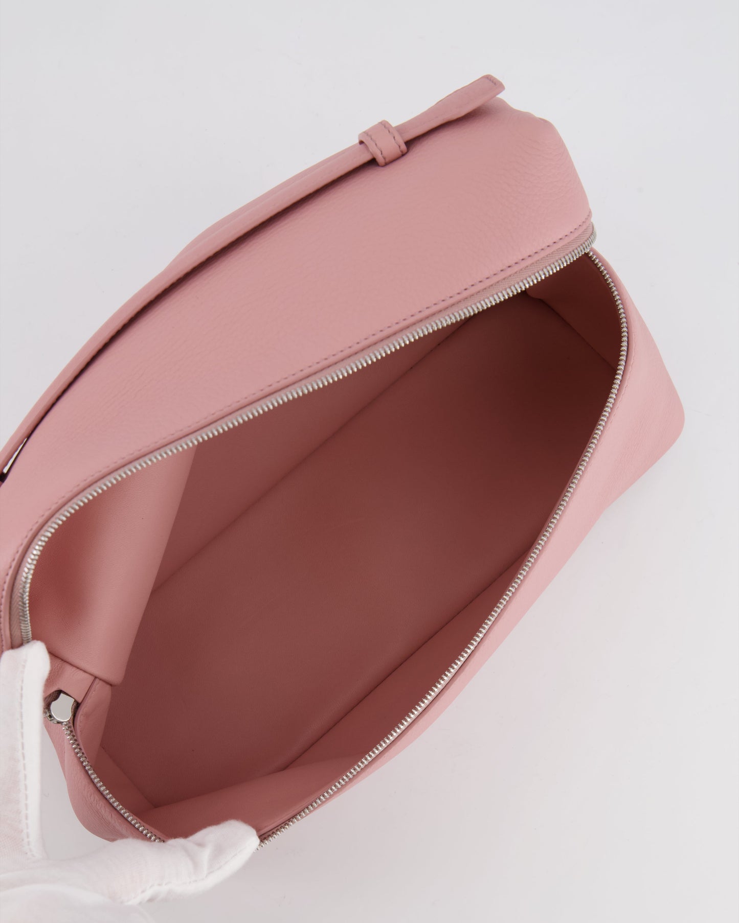 *HOT COLOUR* Loro Piana Extra Pocket L27 Bag in Pink Grained Calfskin Leather with Silver Hardware