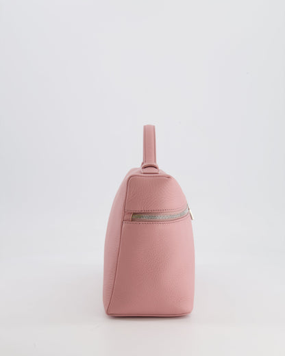 *HOT COLOUR* Loro Piana Extra Pocket L27 Bag in Pink Grained Calfskin Leather with Silver Hardware