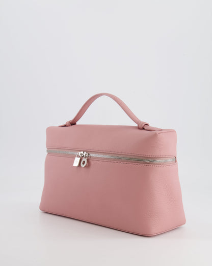 *HOT COLOUR* Loro Piana Extra Pocket L27 Bag in Pink Grained Calfskin Leather with Silver Hardware