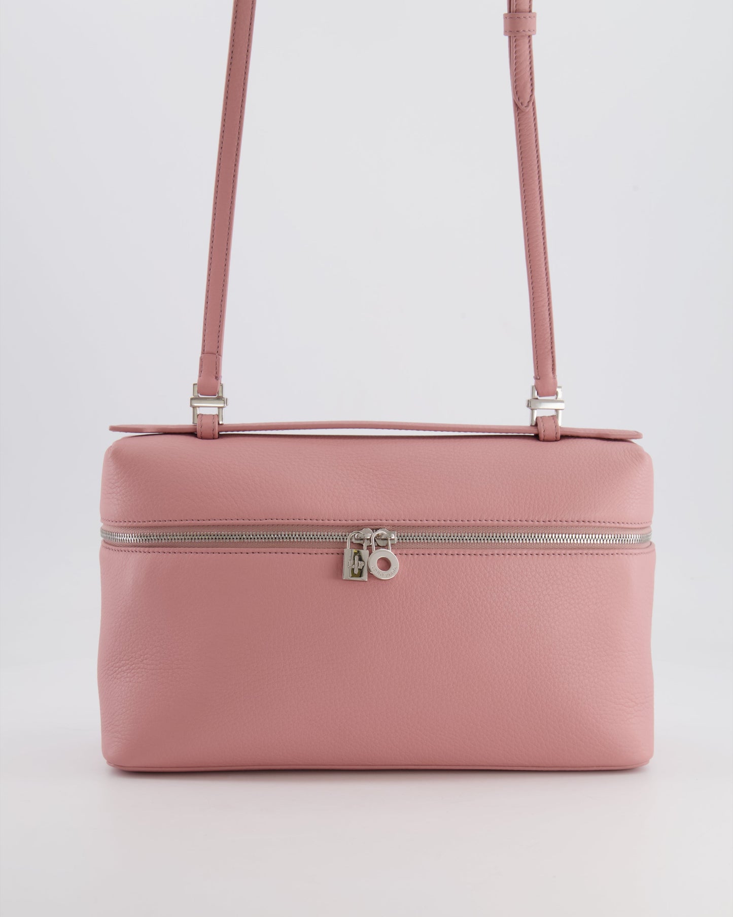 *HOT COLOUR* Loro Piana Extra Pocket L27 Bag in Pink Grained Calfskin Leather with Silver Hardware