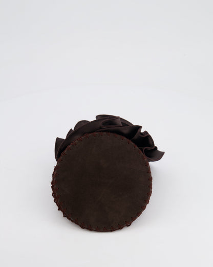 Magda Butrym SS25 Brown Silk Flower and Crochet Small Devana Bag RRP £655