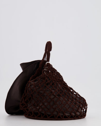 Magda Butrym SS25 Brown Silk Flower and Crochet Small Devana Bag RRP £655