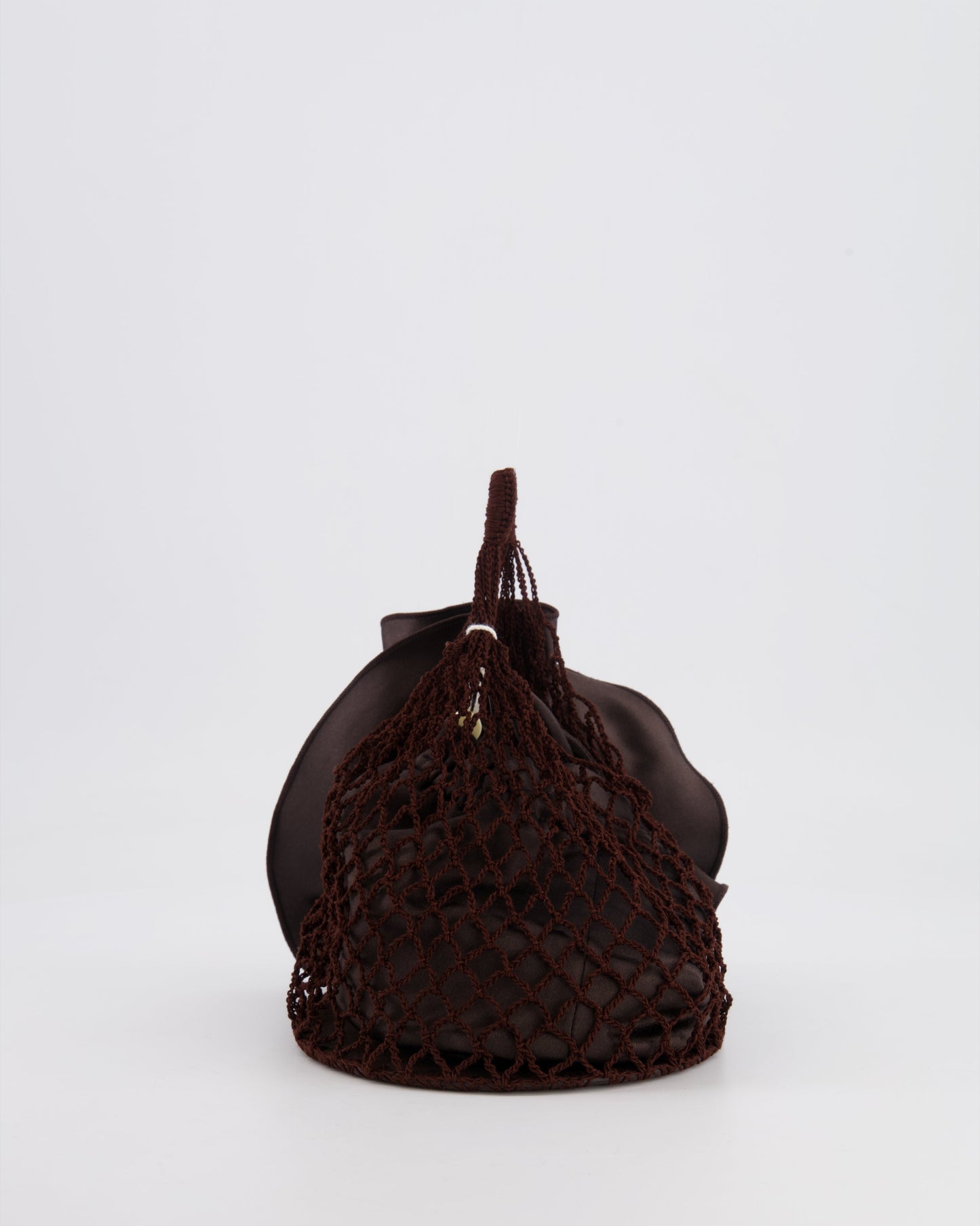 Magda Butrym SS25 Brown Silk Flower and Crochet Small Devana Bag RRP £655