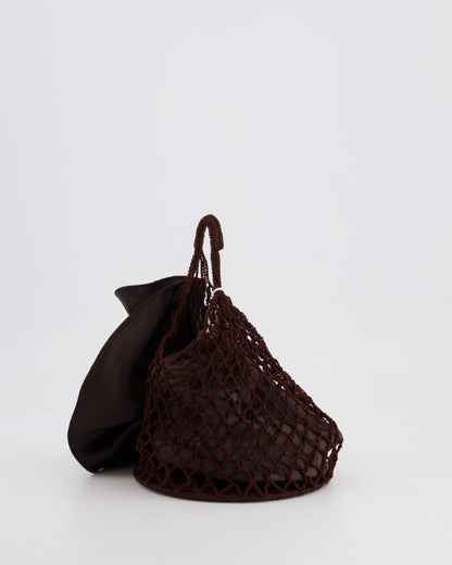 Magda Butrym SS25 Brown Silk Flower and Crochet Small Devana Bag RRP £655