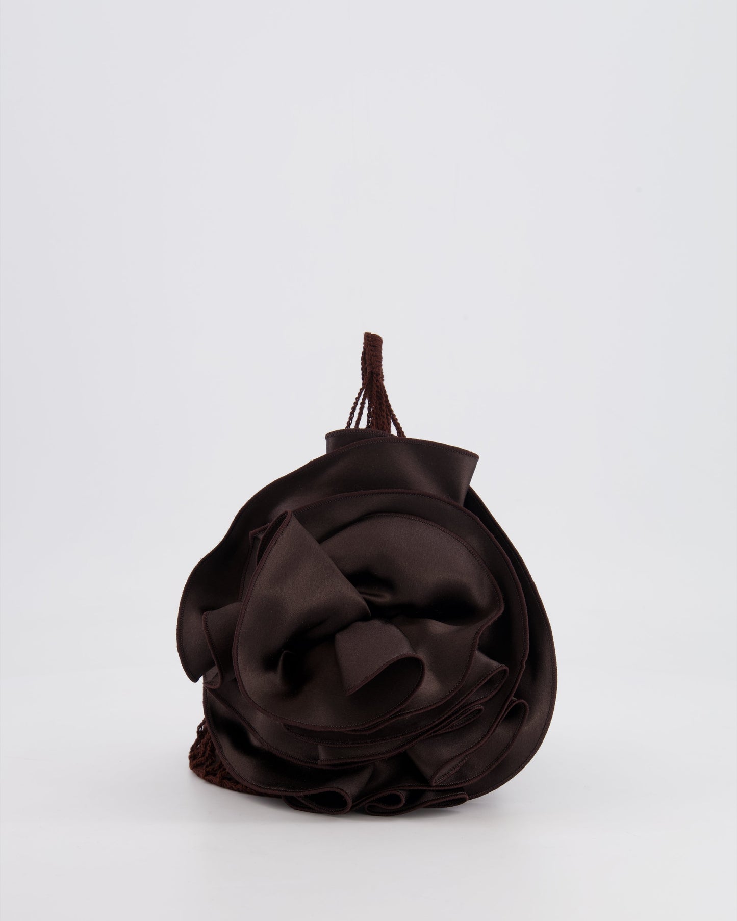 Magda Butrym SS25 Brown Silk Flower and Crochet Small Devana Bag RRP £655