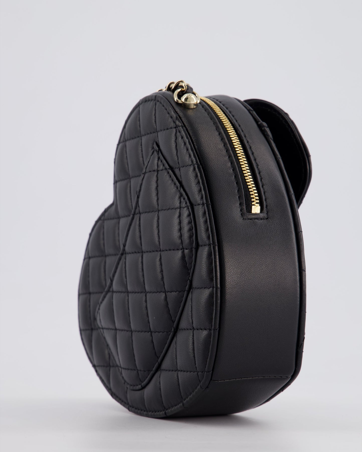 Chanel Black Medium Heart Bag in Lambskin Leather with Champagne Gold Hardware