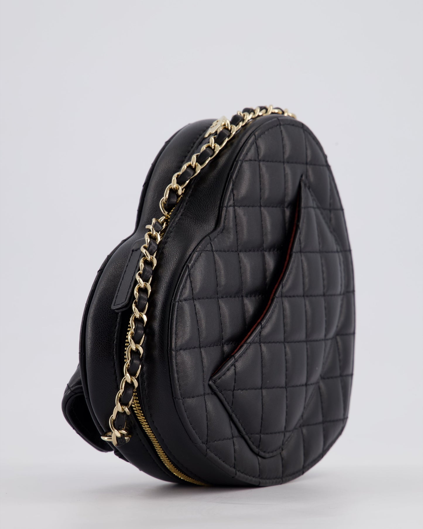 Chanel Black Medium Heart Bag in Lambskin Leather with Champagne Gold Hardware