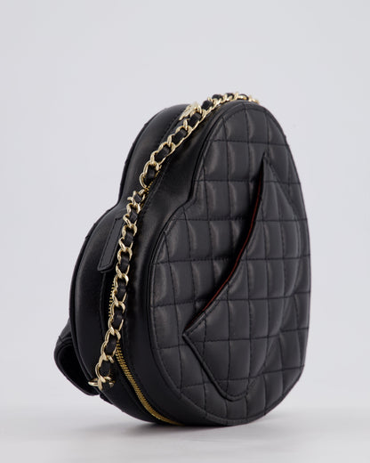 Chanel Black Medium Heart Bag in Lambskin Leather with Champagne Gold Hardware