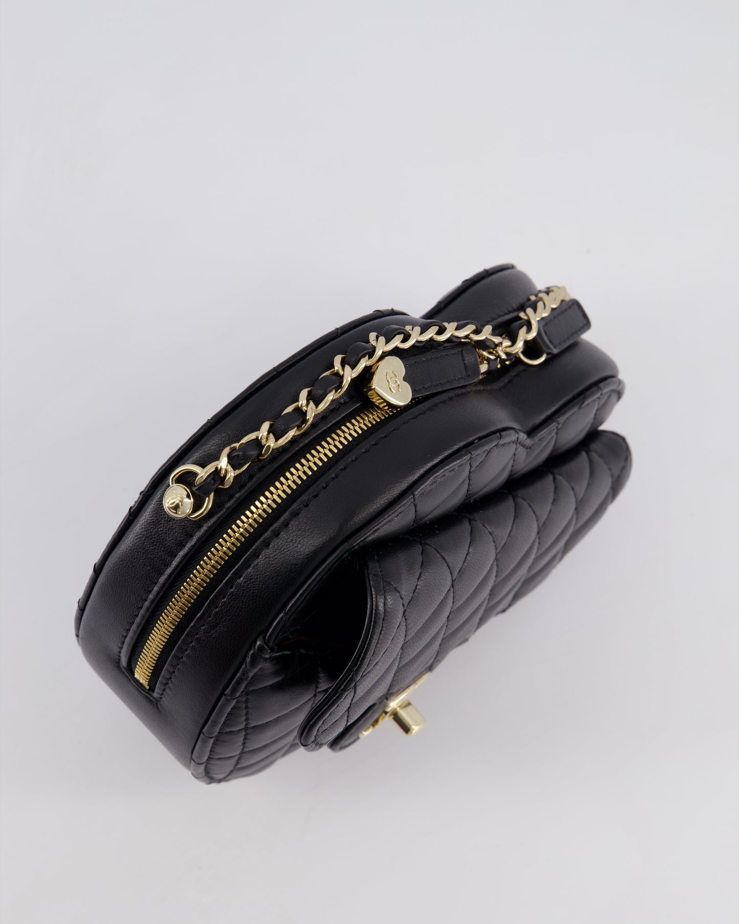 Chanel Black Medium Heart Bag in Lambskin Leather with Champagne Gold Hardware