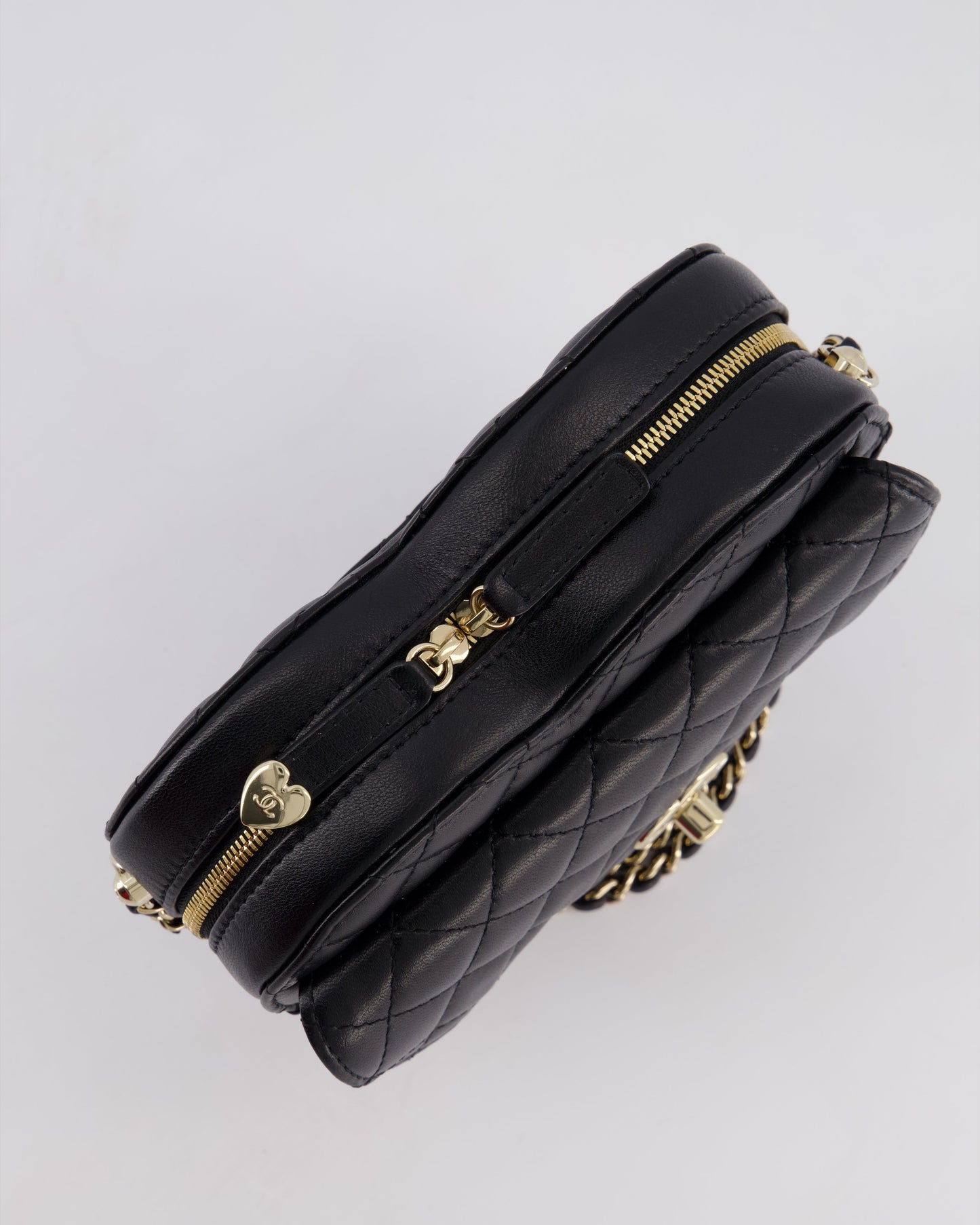 Chanel Black Medium Heart Bag in Lambskin Leather with Champagne Gold Hardware