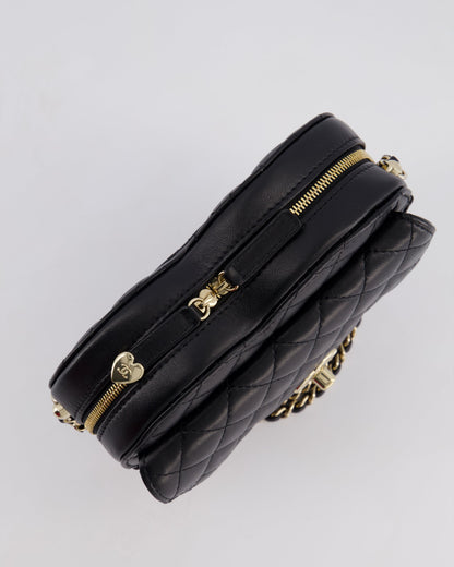 Chanel Black Medium Heart Bag in Lambskin Leather with Champagne Gold Hardware