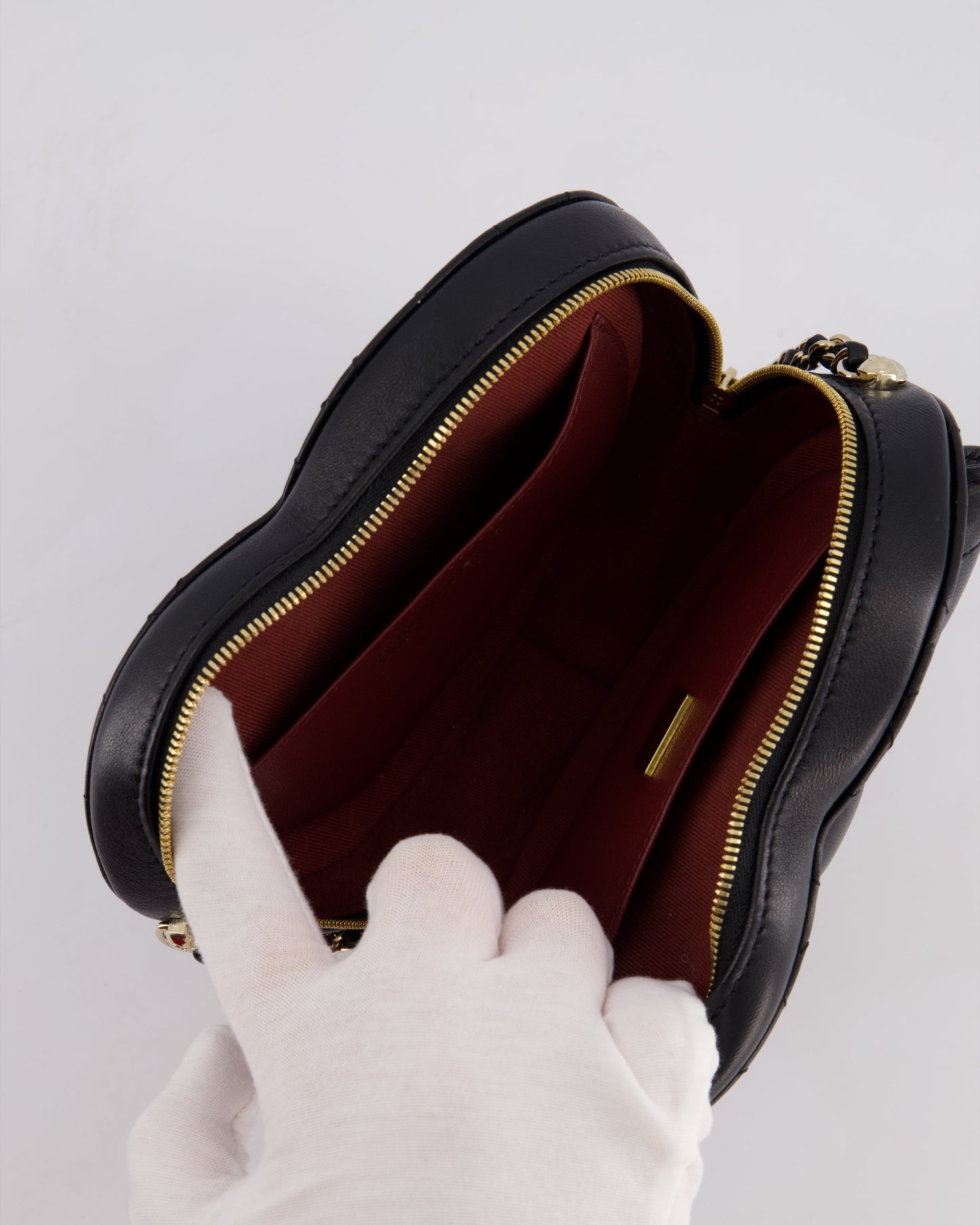 Chanel Black Medium Heart Bag in Lambskin Leather with Champagne Gold Hardware