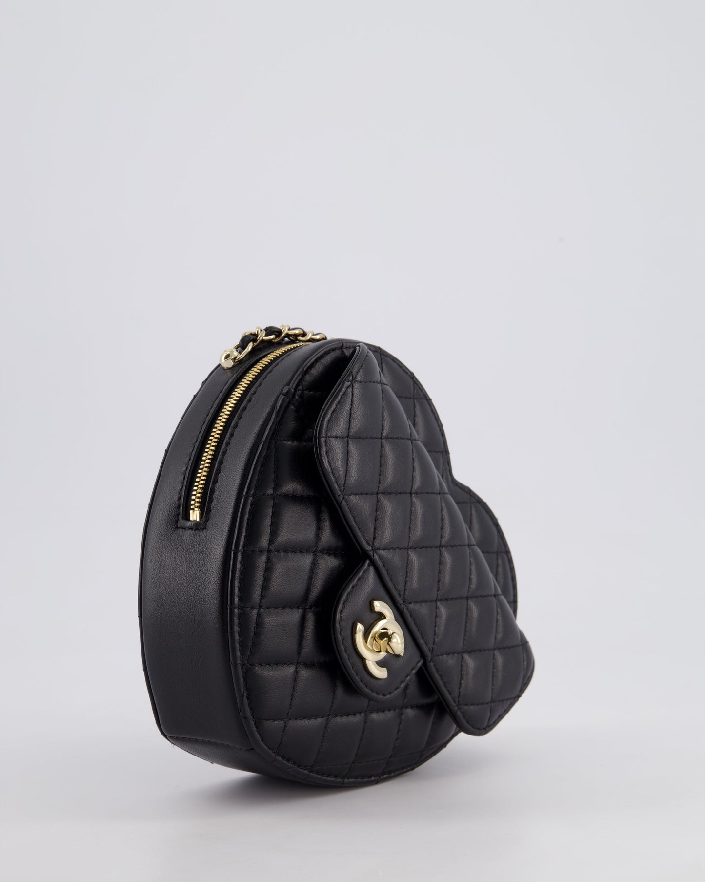 Chanel Black Medium Heart Bag in Lambskin Leather with Champagne Gold Hardware