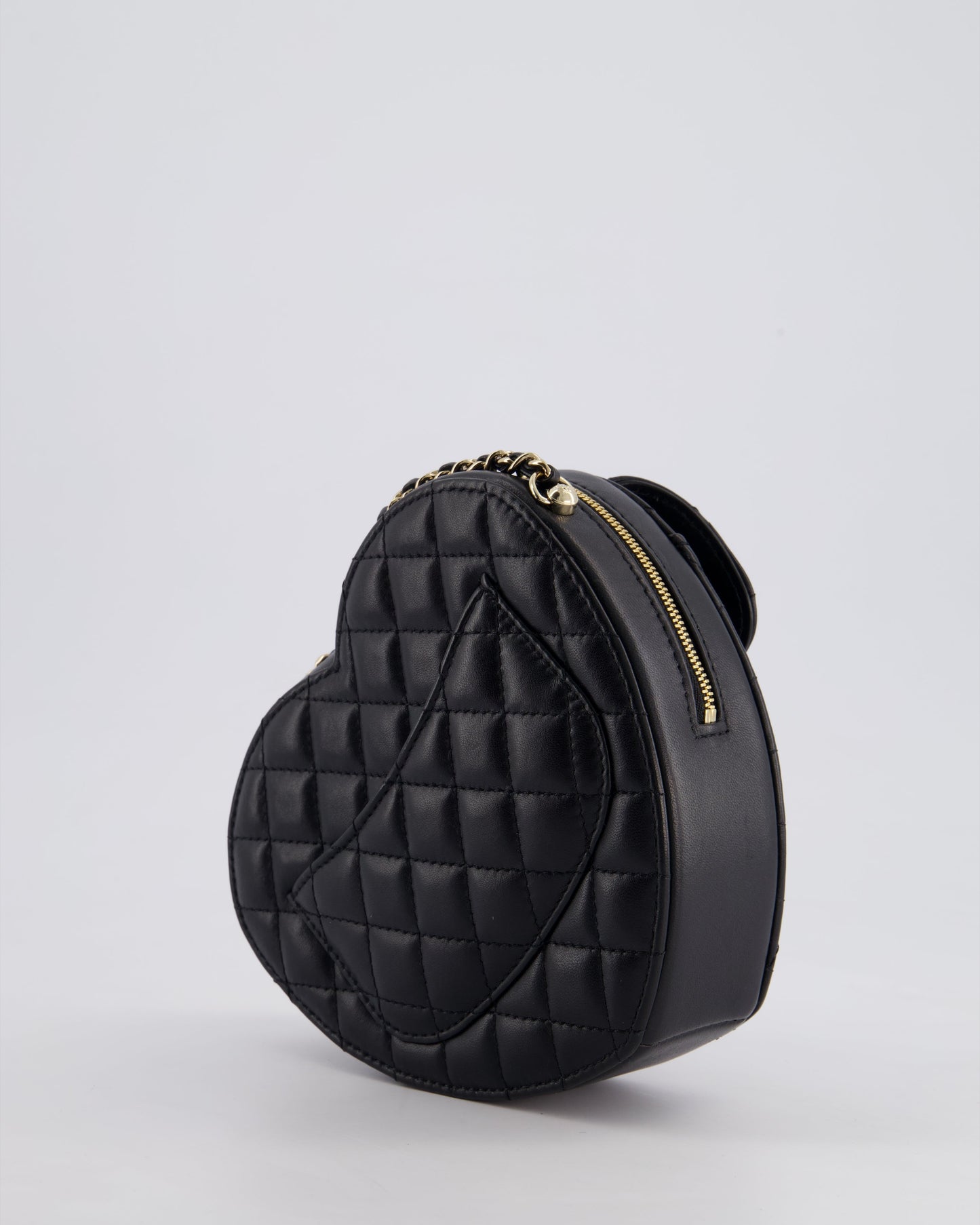 Chanel Black Medium Heart Bag in Lambskin Leather with Champagne Gold Hardware