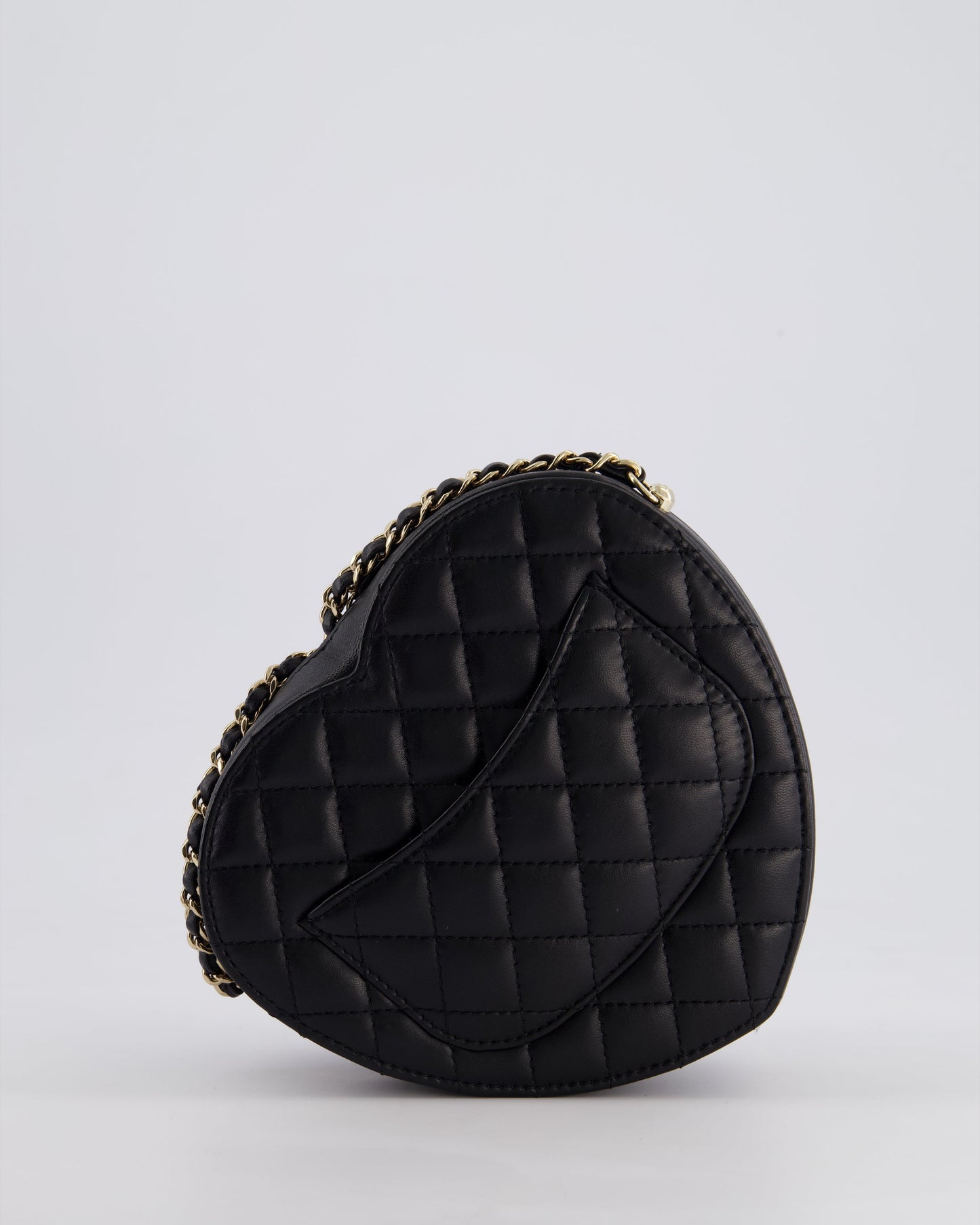 Chanel Black Medium Heart Bag in Lambskin Leather with Champagne Gold Hardware