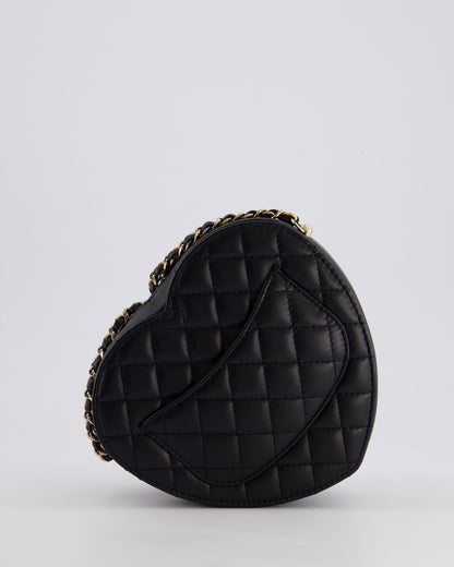 Chanel Black Medium Heart Bag in Lambskin Leather with Champagne Gold Hardware