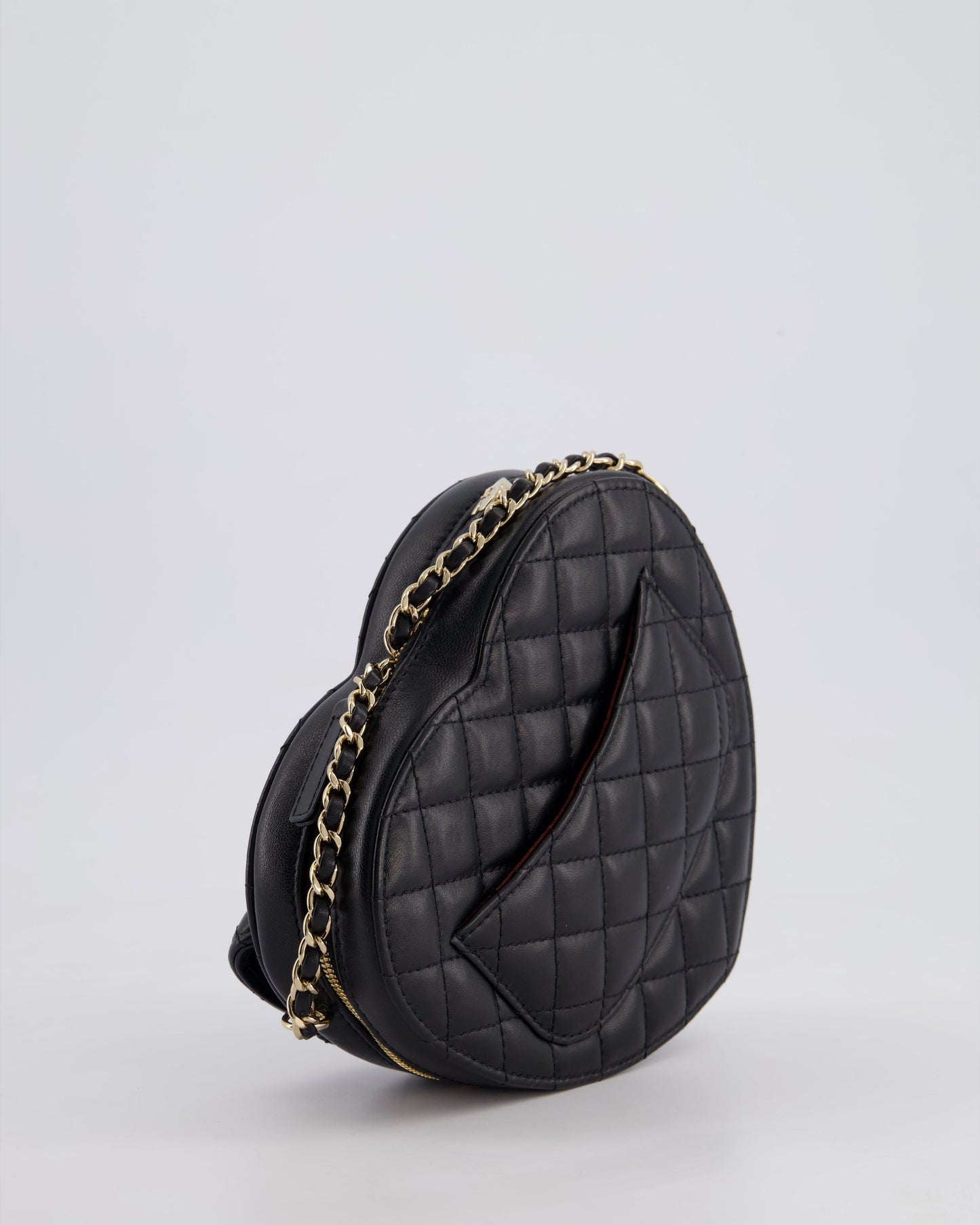 Chanel Black Medium Heart Bag in Lambskin Leather with Champagne Gold Hardware