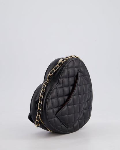 Chanel Black Medium Heart Bag in Lambskin Leather with Champagne Gold Hardware