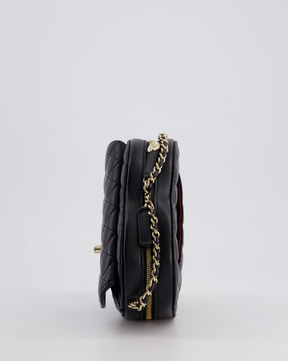 Chanel Black Medium Heart Bag in Lambskin Leather with Champagne Gold Hardware