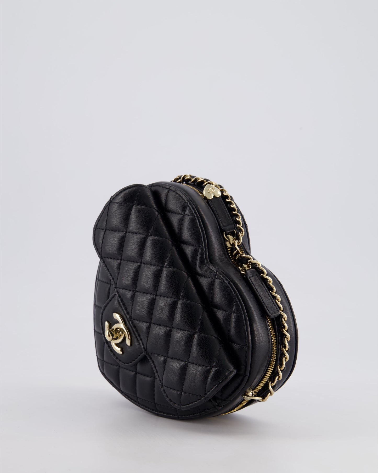 Chanel Black Medium Heart Bag in Lambskin Leather with Champagne Gold Hardware