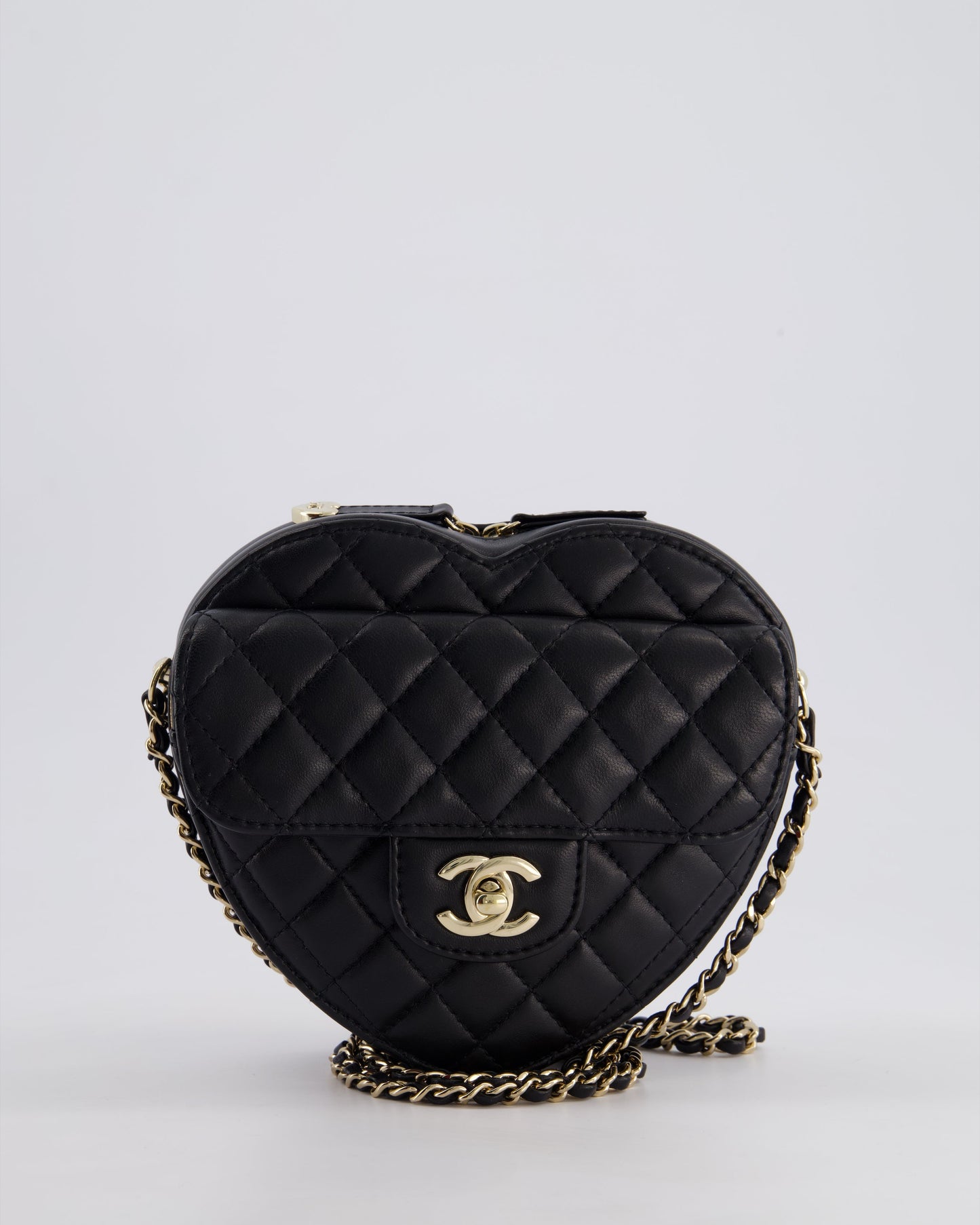 Chanel Black Medium Heart Bag in Lambskin Leather with Champagne Gold Hardware