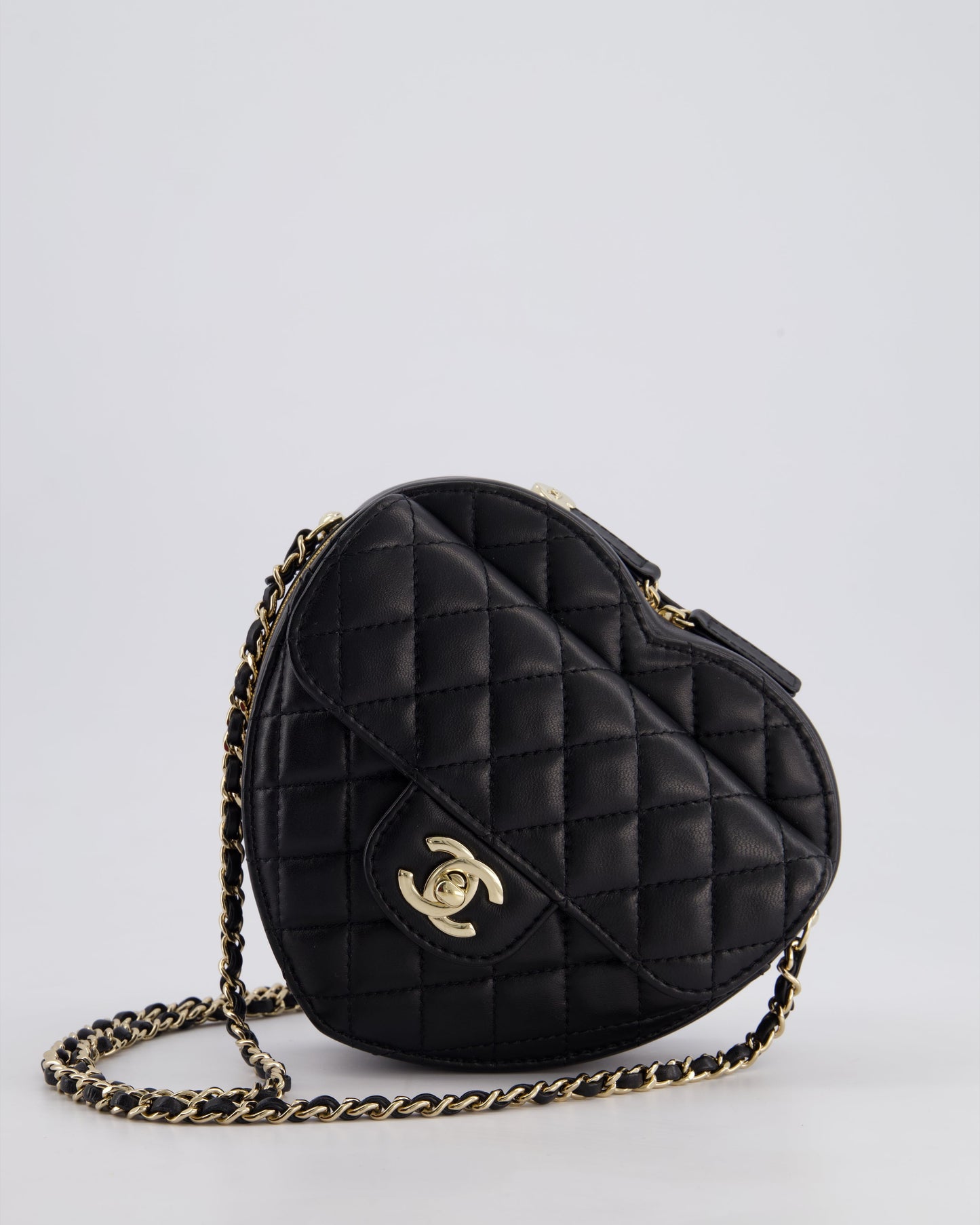 Chanel Black Medium Heart Bag in Lambskin Leather with Champagne Gold Hardware