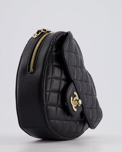 Chanel Black Medium Heart Bag in Lambskin Leather with Champagne Gold Hardware