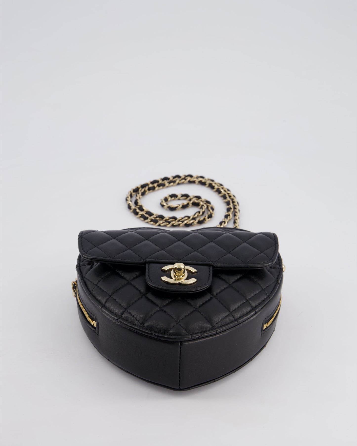 Chanel Black Medium Heart Bag in Lambskin Leather with Champagne Gold Hardware