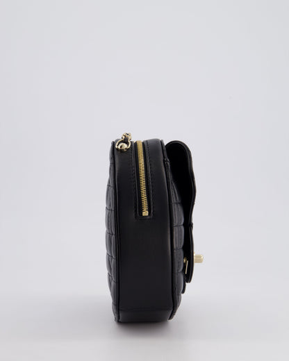 Chanel Black Medium Heart Bag in Lambskin Leather with Champagne Gold Hardware