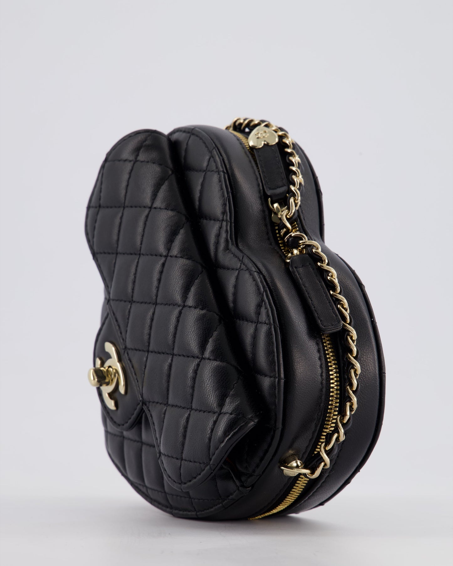 Chanel Black Medium Heart Bag in Lambskin Leather with Champagne Gold Hardware