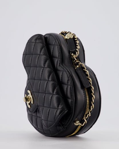Chanel Black Medium Heart Bag in Lambskin Leather with Champagne Gold Hardware
