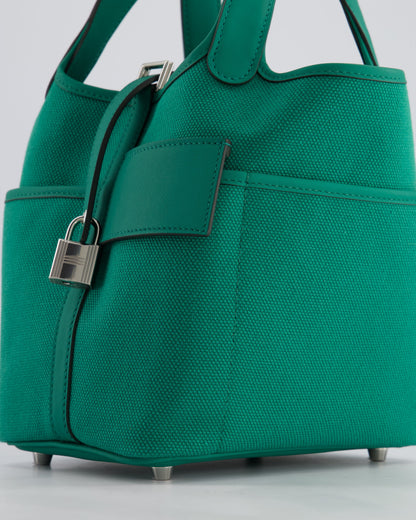 Hermes Picotin 18cm Cargo in Vert Vertigo in Ecru and Swift Leather with Palladium Hardware