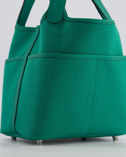 Hermes Picotin 18cm Cargo in Vert Vertigo in Ecru and Swift Leather with Palladium Hardware