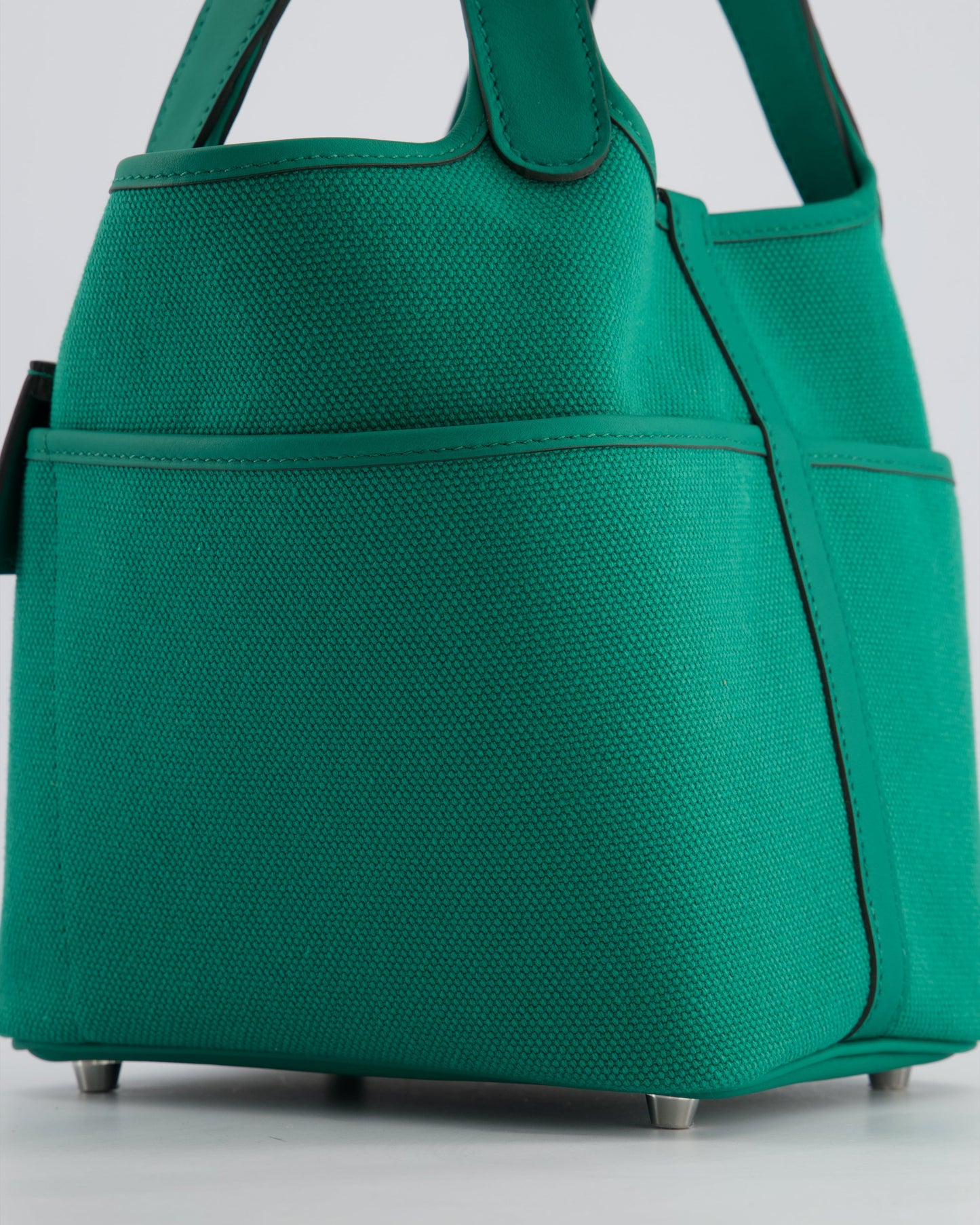 Hermes Picotin 18cm Cargo in Vert Vertigo in Ecru and Swift Leather with Palladium Hardware