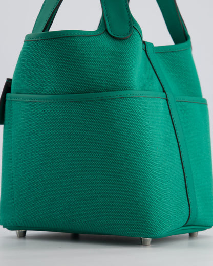 Hermes Picotin 18cm Cargo in Vert Vertigo in Ecru and Swift Leather with Palladium Hardware