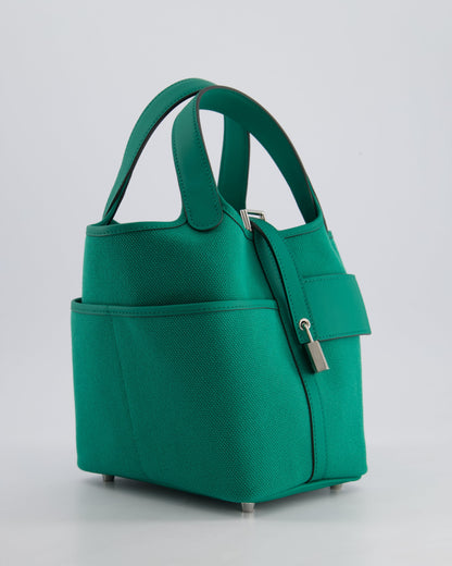 Hermes Picotin 18cm Cargo in Vert Vertigo in Ecru and Swift Leather with Palladium Hardware