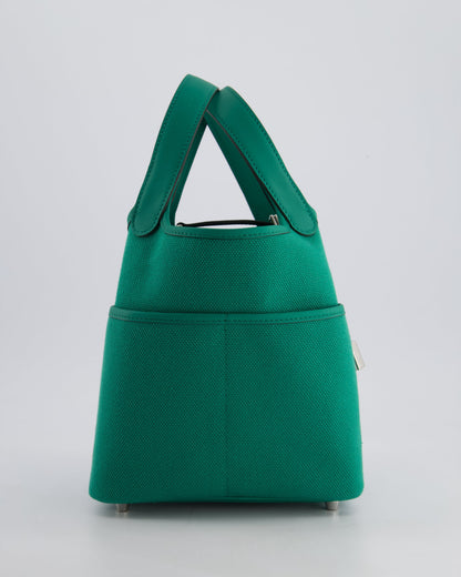 Hermes Picotin 18cm Cargo in Vert Vertigo in Ecru and Swift Leather with Palladium Hardware