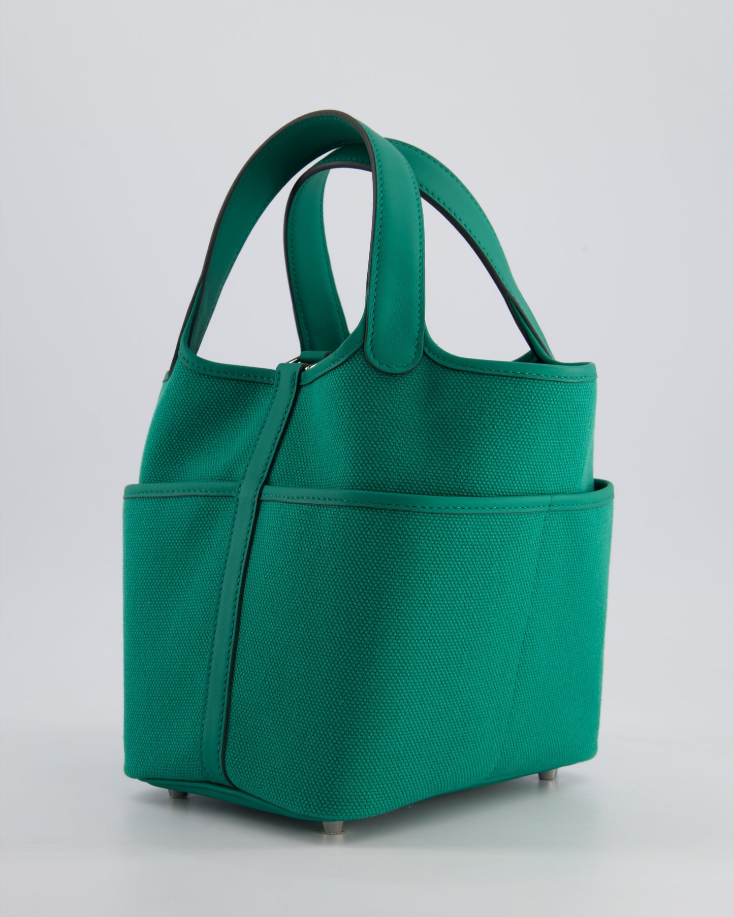 Hermes Picotin 18cm Cargo in Vert Vertigo in Ecru and Swift Leather with Palladium Hardware