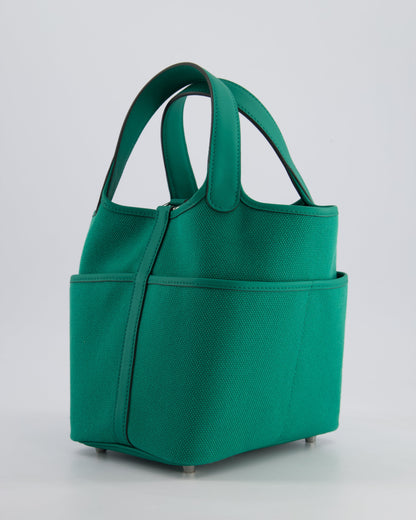 Hermes Picotin 18cm Cargo in Vert Vertigo in Ecru and Swift Leather with Palladium Hardware
