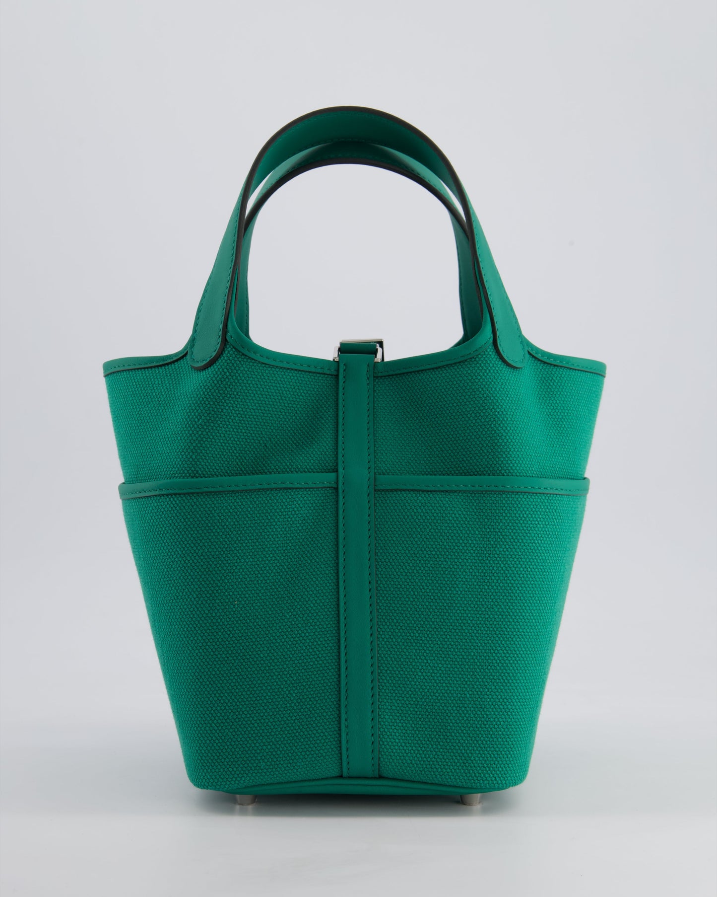 Hermes Picotin 18cm Cargo in Vert Vertigo in Ecru and Swift Leather with Palladium Hardware