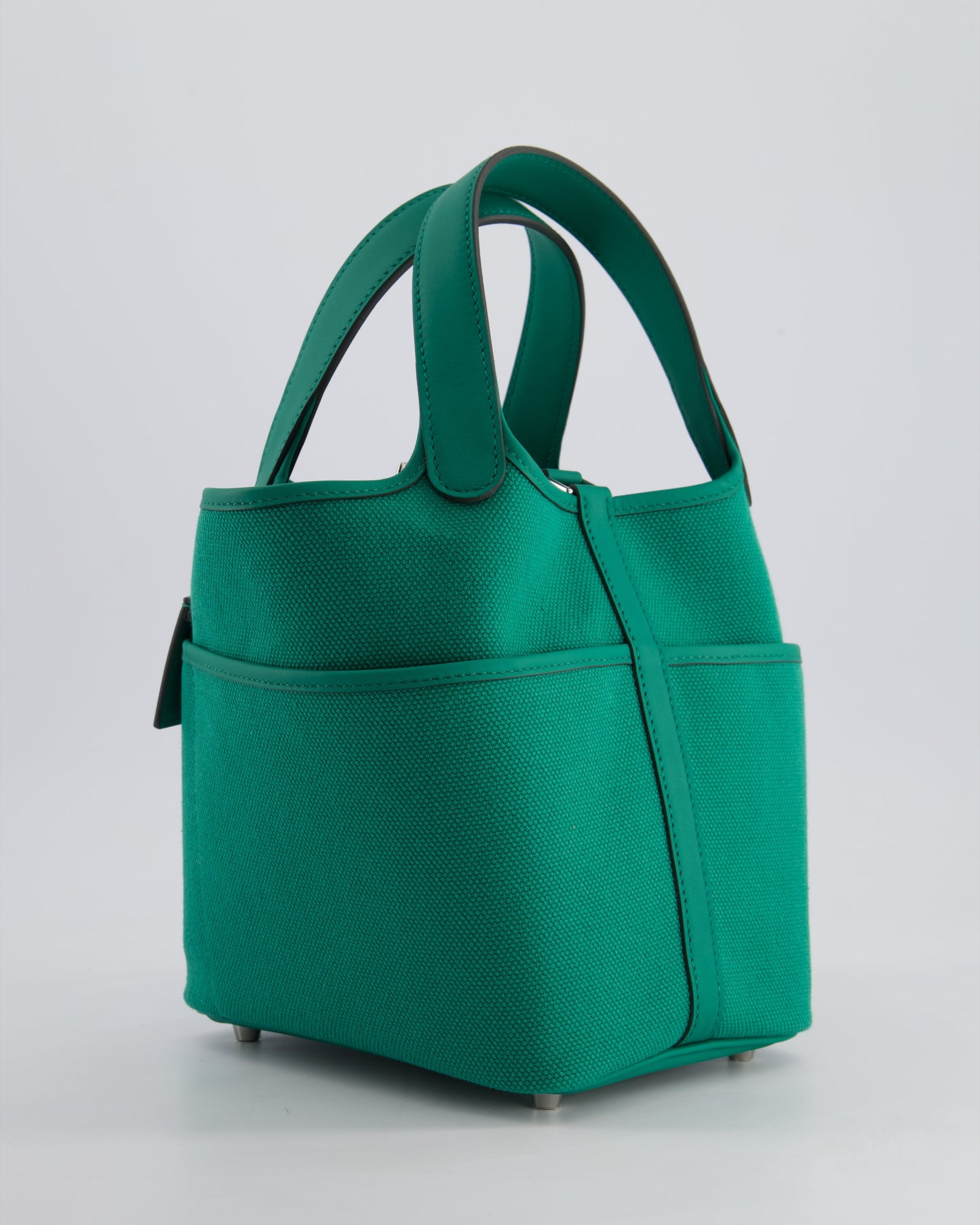 Hermes Picotin 18cm Cargo in Vert Vertigo in Ecru and Swift Leather with Palladium Hardware