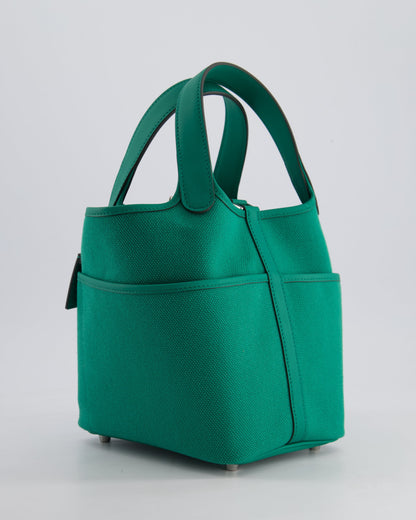Hermes Picotin 18cm Cargo in Vert Vertigo in Ecru and Swift Leather with Palladium Hardware